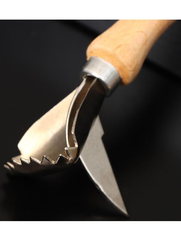 Рыбочистка с ножом для вспарывания «Традиционная», 16×5 см, с деревянной ручкой