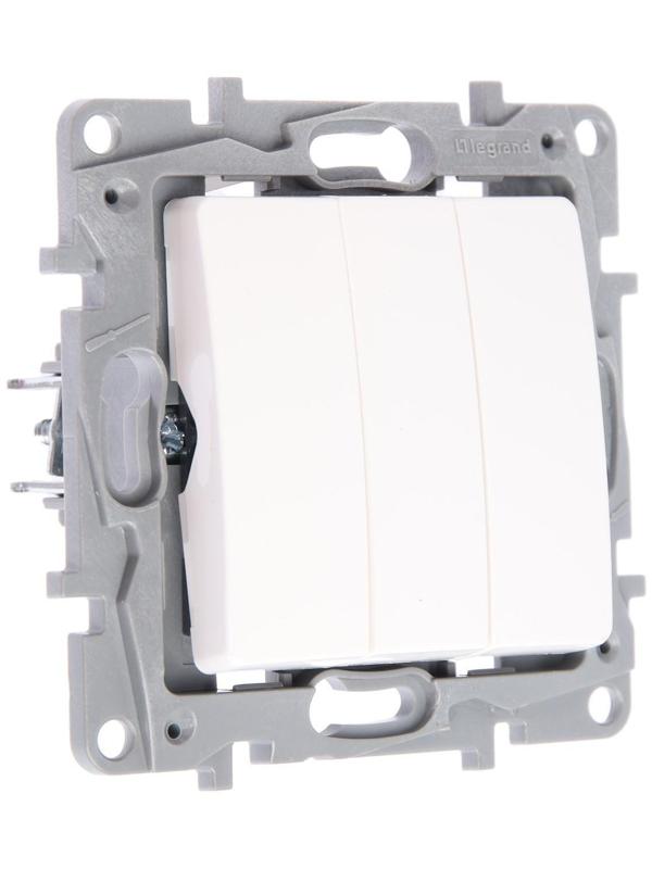 Выключатель Legrand Etika, 10 А, 3 клавиши, скрытый, белый