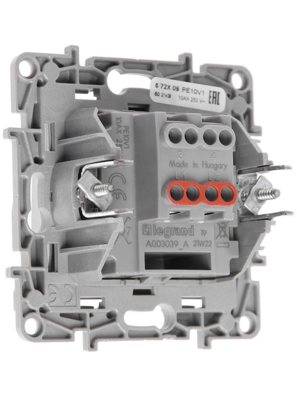 Переключатель промежуточный Legrand Etika, 1-кл, винтовые клеммы, 10 AX, 250 В, Алюминий