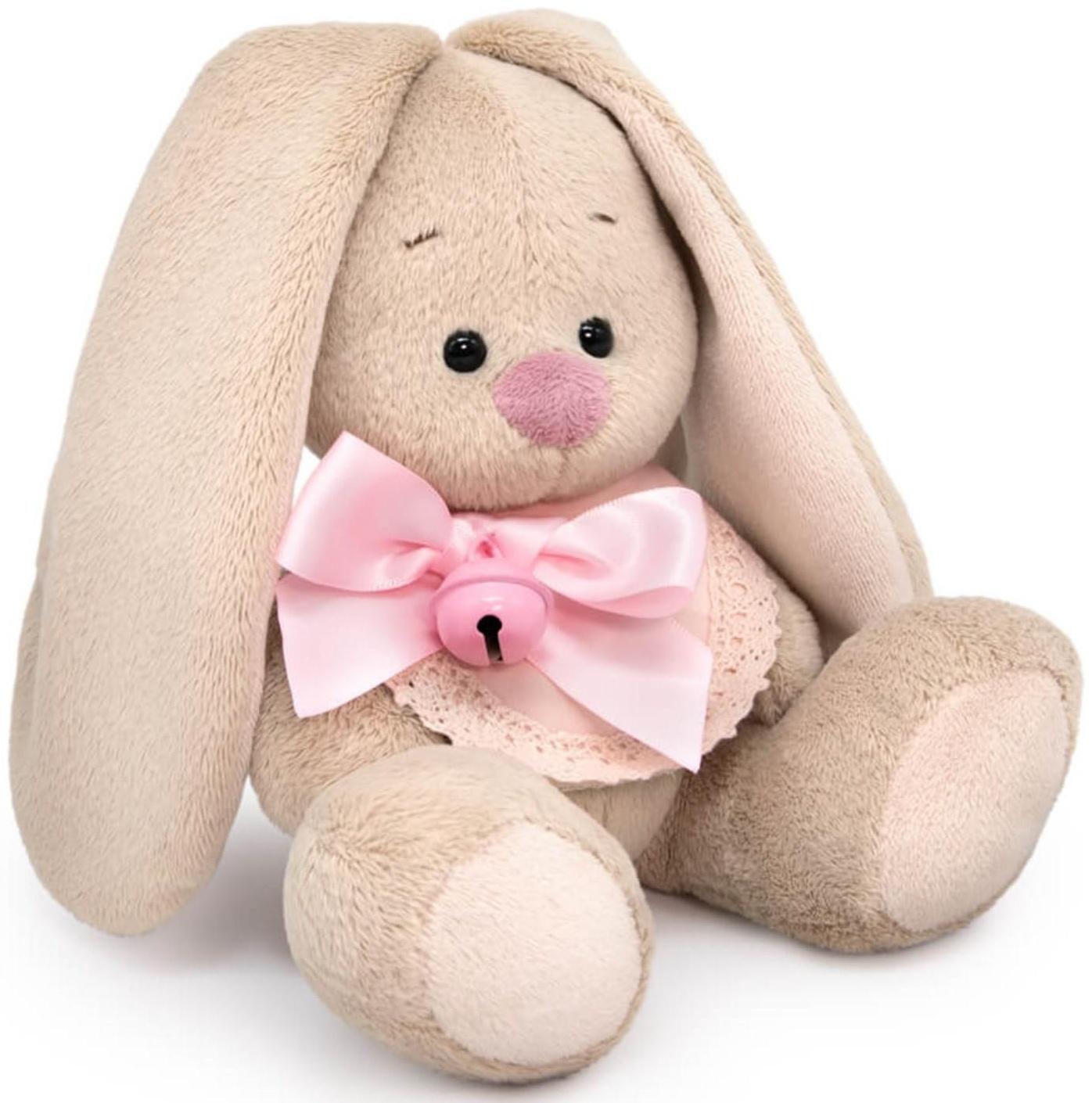 Мягкая игрушка «Зайка Ми в слюнявчике с бубенчиком», 15 см