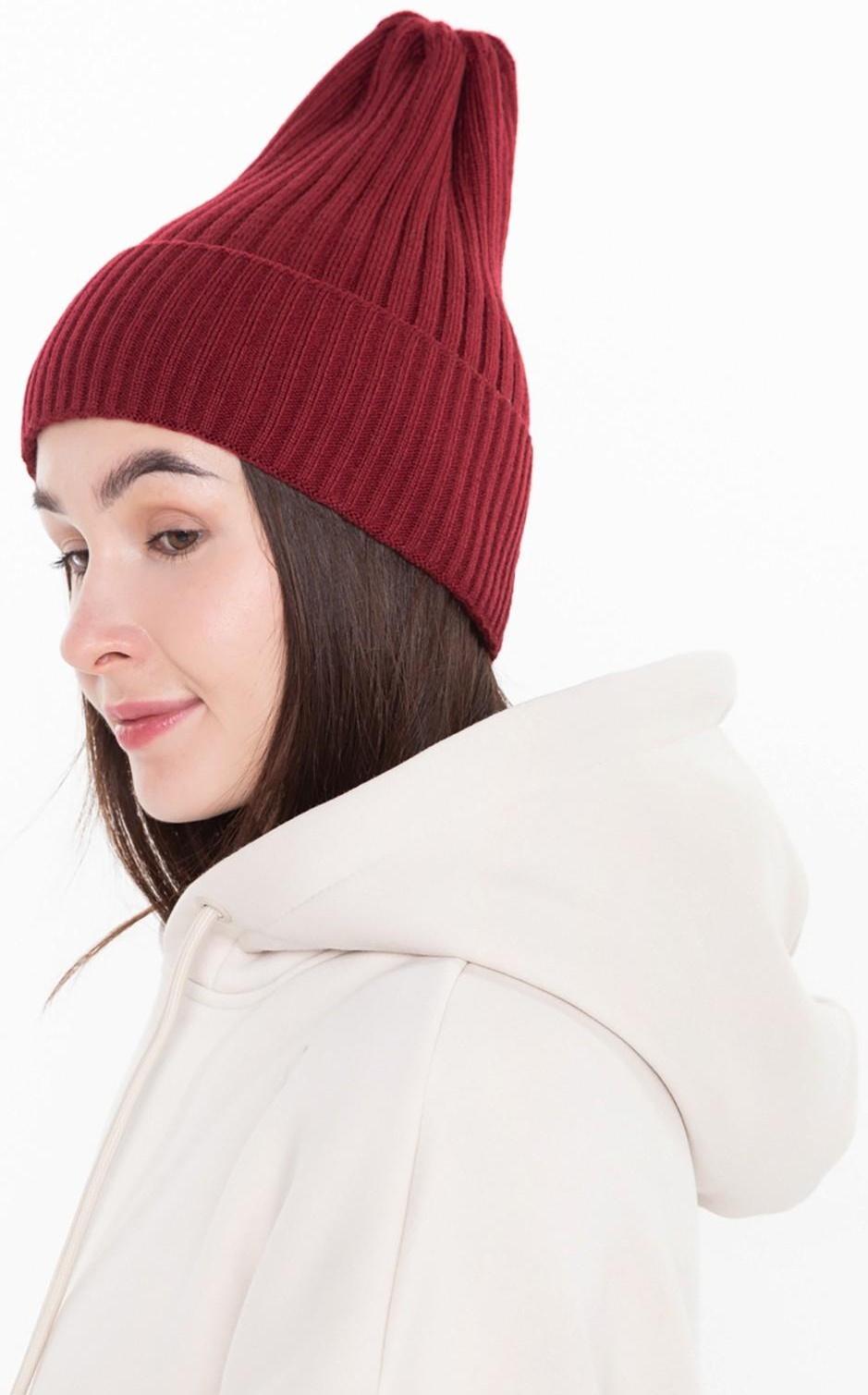 Шапка женская демисезонная, цвет бордо, размер 56-58