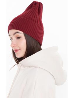 Шапка женская демисезонная, цвет бордо, размер 56-58