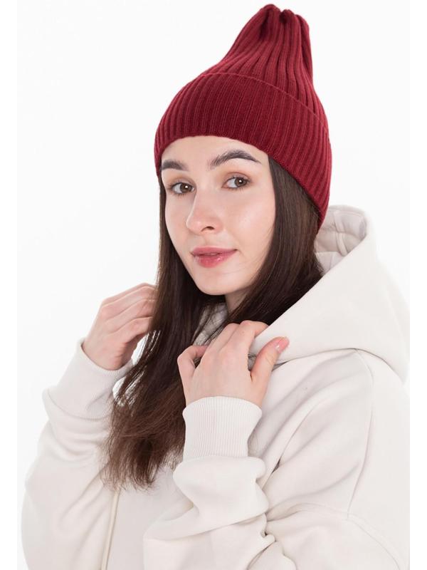 Шапка женская демисезонная, цвет бордо, размер 56-58
