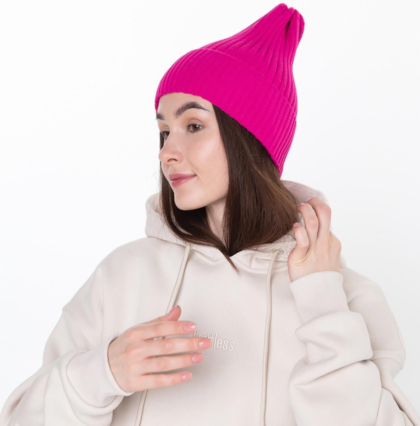 Шапка женская демисезонная, цвет малина, размер 52-56