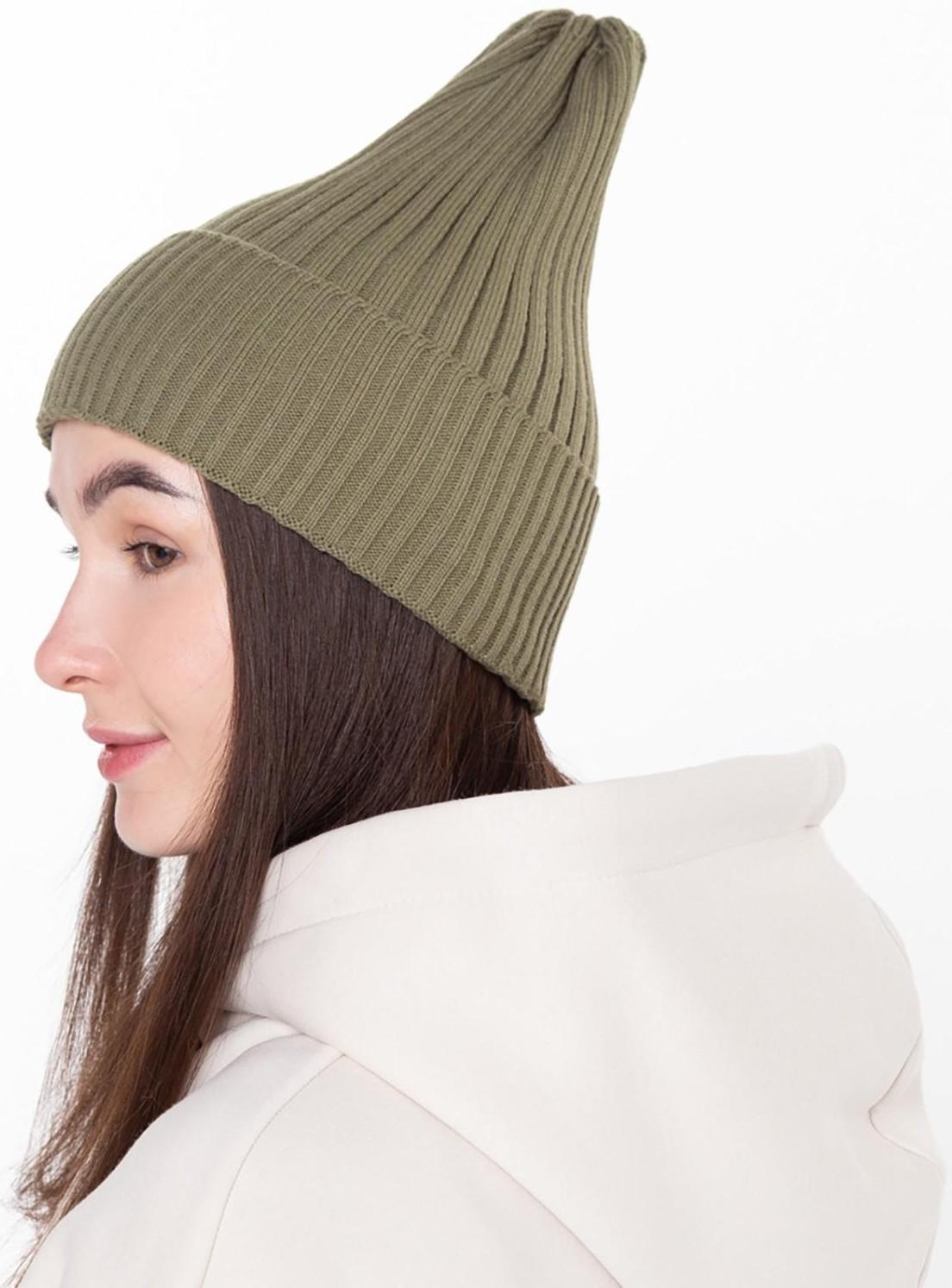 Шапка женская демисезонная, цвет хаки, размер 56-58