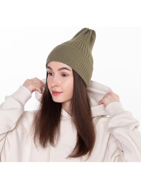 Шапка женская демисезонная, цвет хаки, размер 56-58