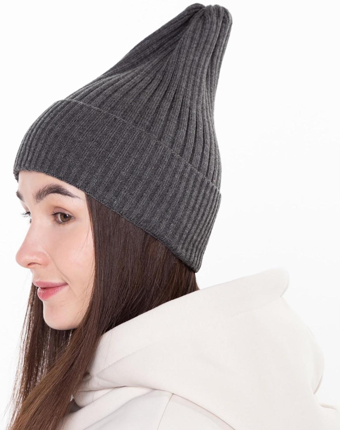 Шапка женская демисезонная, цвет т-серый, размер 56-58