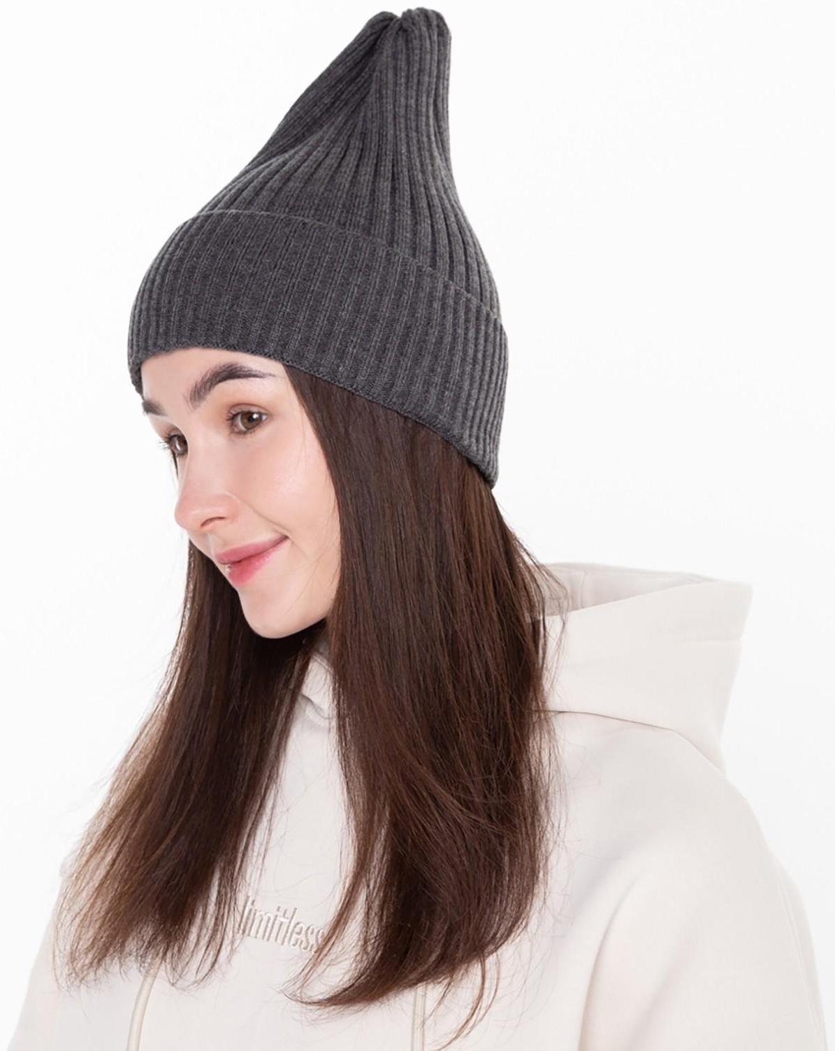 Шапка женская демисезонная, цвет т-серый, размер 56-58