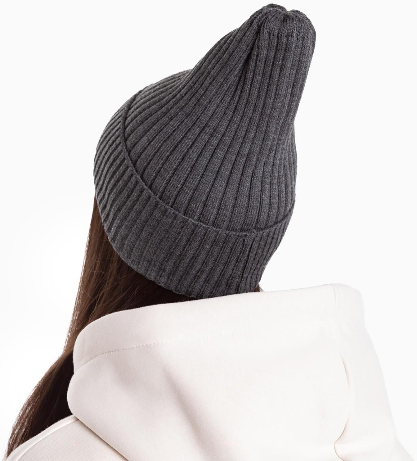 Шапка женская демисезонная, цвет т-серый, размер 56-58