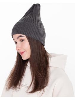 Шапка женская демисезонная, цвет т-серый, размер 56-58