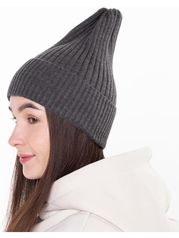 Шапка женская демисезонная, цвет т-серый, размер 56-58