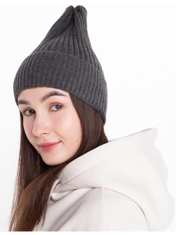 Шапка женская демисезонная, цвет т-серый, размер 56-58