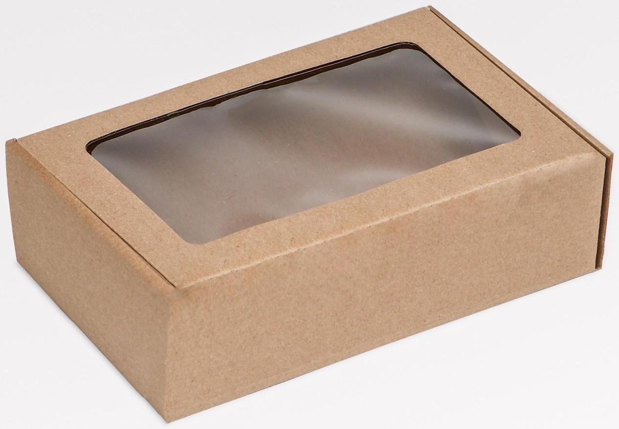 Коробка самосборная, бурая с окном, 26 х 17 х 8 см