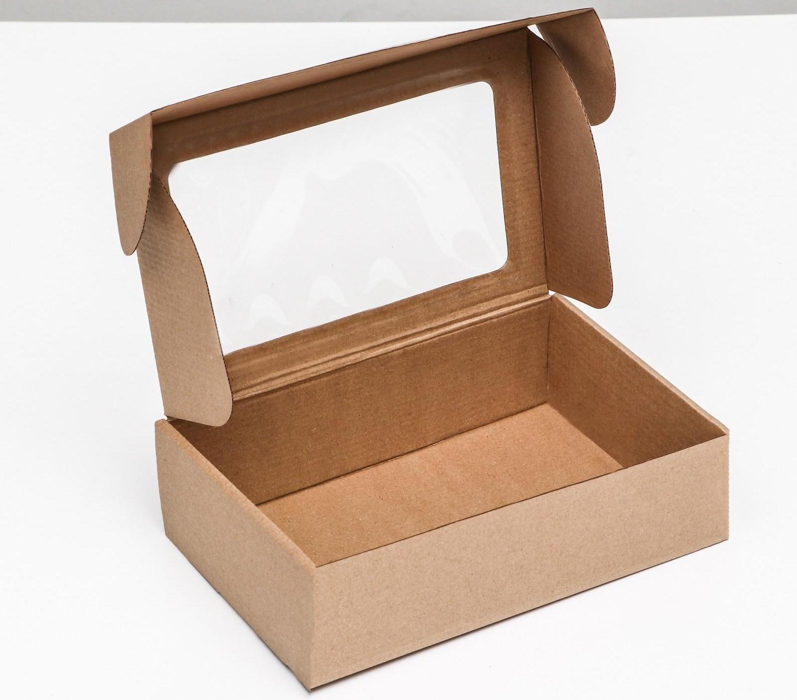 Коробка самосборная, бурая с окном, 26 х 17 х 8 см