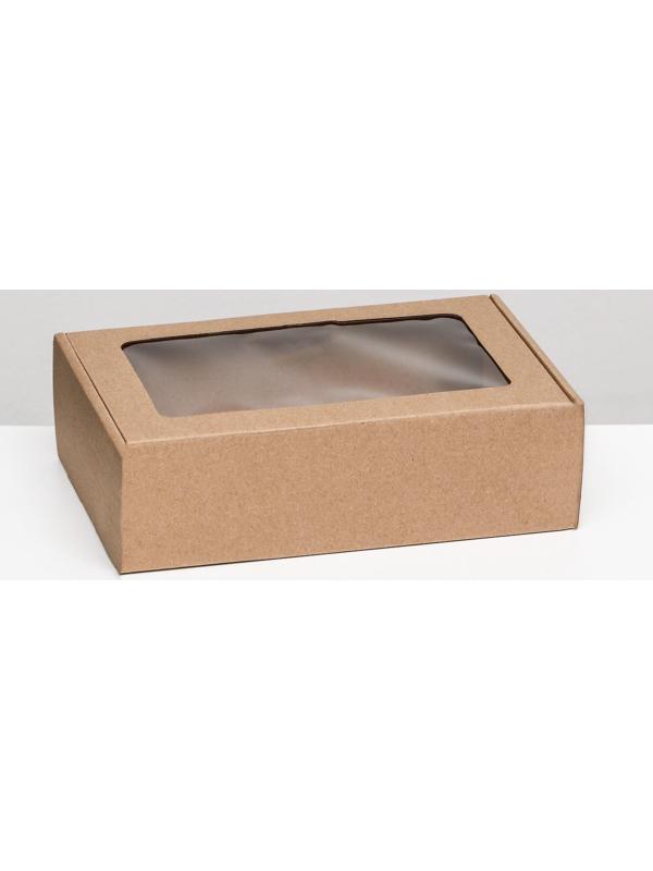 Коробка самосборная, бурая с окном, 26 х 17 х 8 см