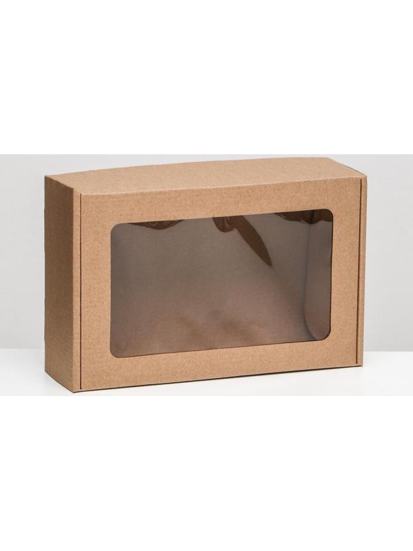 Коробка самосборная, бурая с окном, 26 х 17 х 8 см