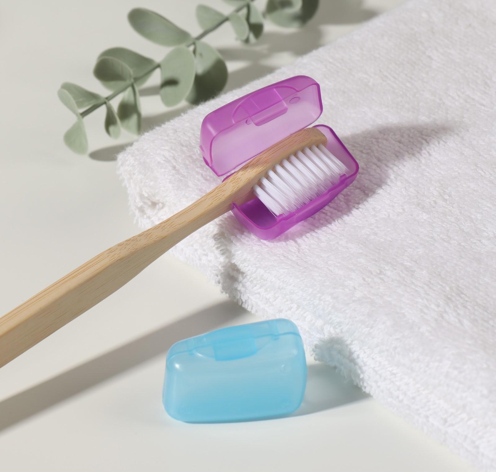 Колпачок-футляр для зубной щётки, 2 шт, 3,8 × 2,2 × 1,8 см, цвет МИКС
