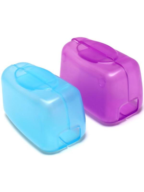 Колпачок-футляр для зубной щётки, 2 шт, 3,8 × 2,2 × 1,8 см, цвет МИКС