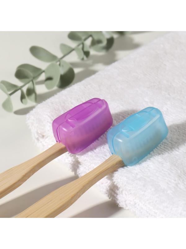 Колпачок-футляр для зубной щётки, 2 шт, 3,8 × 2,2 × 1,8 см, цвет МИКС