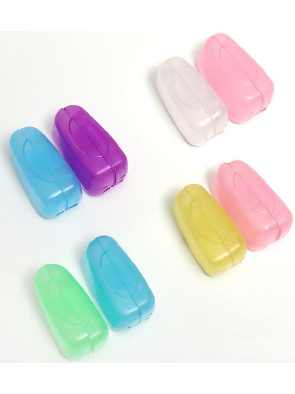 Колпачок-футляр для зубной щётки, 2 шт, 3,8 × 2,2 × 1,8 см, цвет МИКС