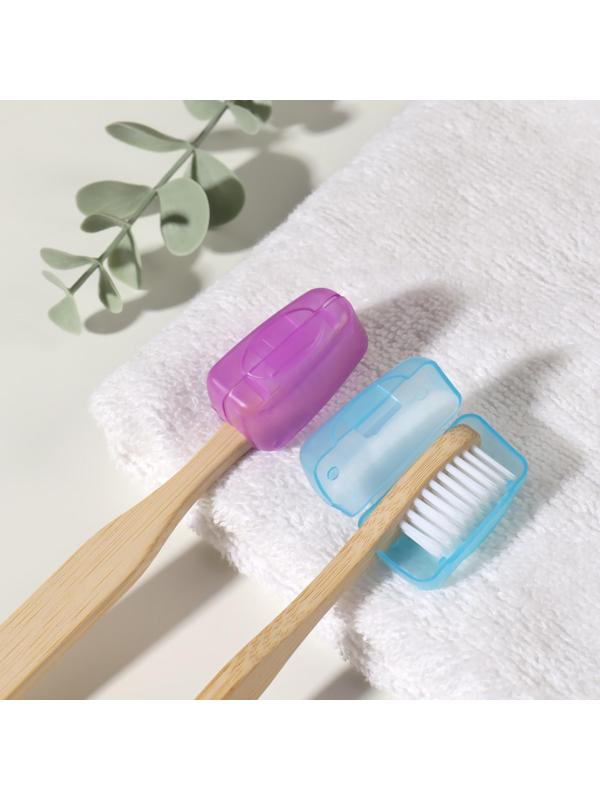 Колпачок-футляр для зубной щётки, 2 шт, 3,8 × 2,2 × 1,8 см, цвет МИКС