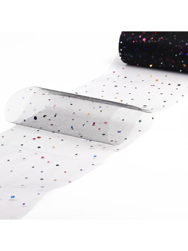 Фатин с разноцветными блёстками, 15 см, 11 ± 1 г/кв.м, 23 ± 1 м, цвет чёрный №40