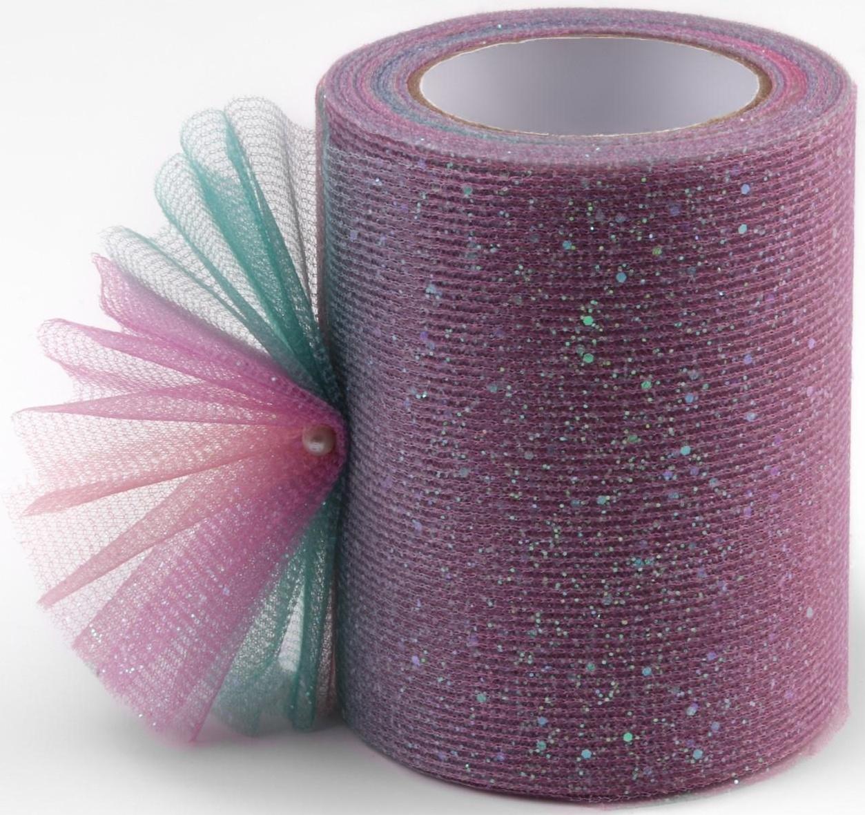 Фатин с глиттером «Радуга», 7,5 см, 11 ± 1 г/кв.м, 9 ± 0,5 м, цвет сиреневый №2