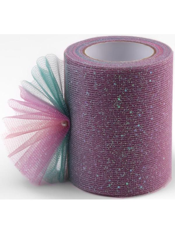 Фатин с глиттером «Радуга», 7,5 см, 11 ± 1 г/кв.м, 9 ± 0,5 м, цвет сиреневый №2