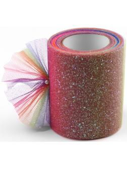 Фатин с глиттером «Радуга», 7,5 см, 11 ± 1 г/кв.м, 9 ± 0,5 м, цвет красный №3