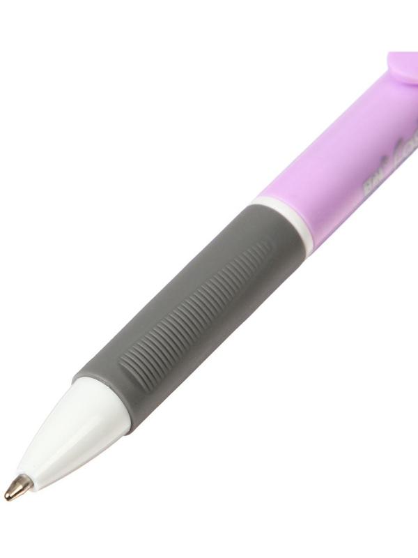 Ручка шариковая автоматическая 0,8мм, синяя, корпус МИКС с резиновым держателем