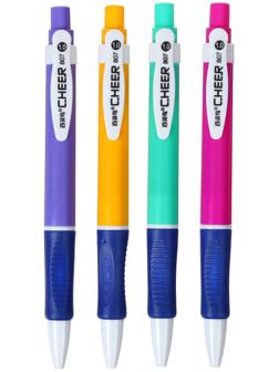 Ручка шариковая автоматическая 1,0мм, синяя, корпус МИКС с резиновым держателем