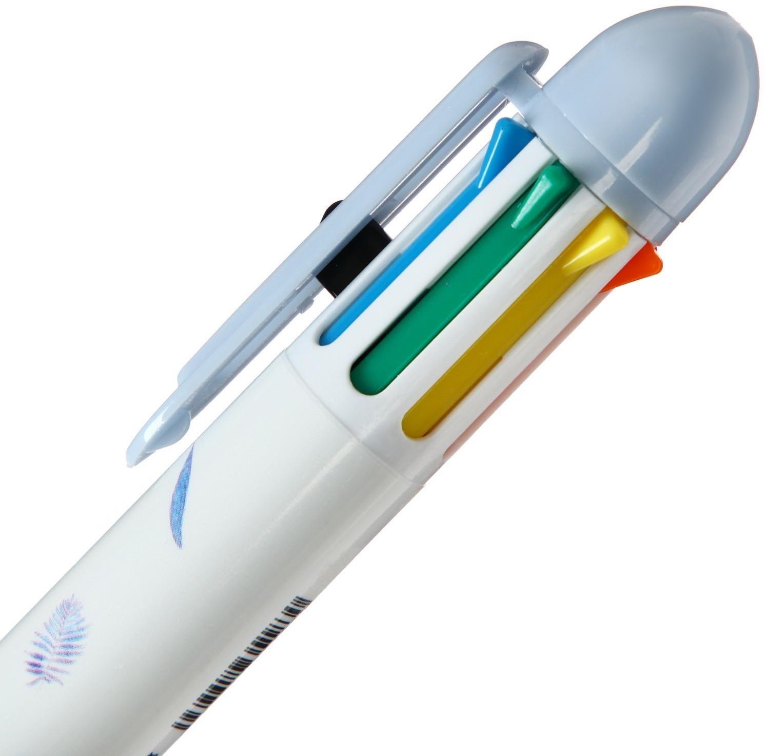 Ручка шариковая автоматическая 8-ти цветная, стержень 0,8мм МИКС