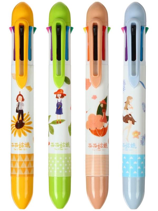 Ручка шариковая автоматическая 8-ти цветная, стержень 0,8мм МИКС