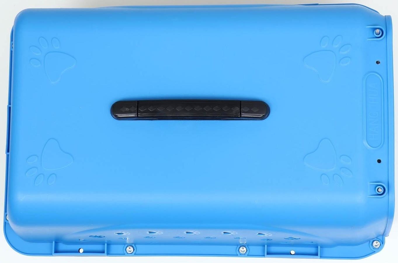 Переноска пластиковая с металлической дверью 47 х 30 х 35 см, вес до 12 кг, голубая