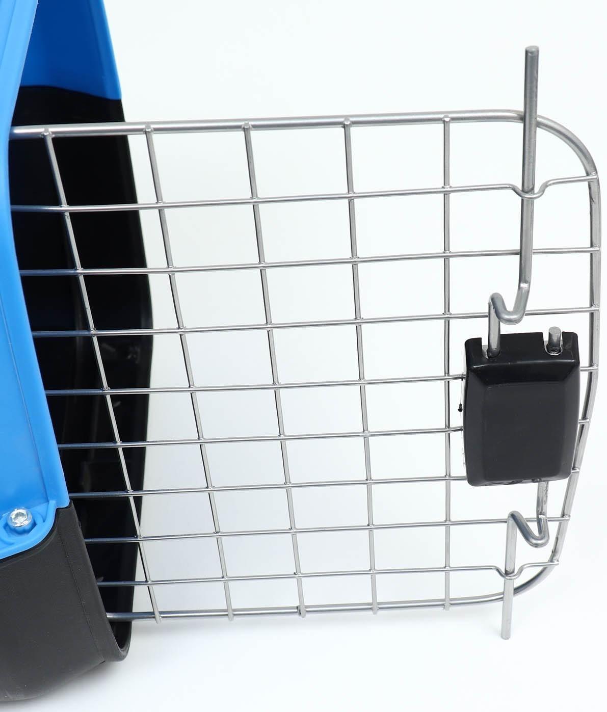 Переноска пластиковая с металлической дверью 47 х 30 х 35 см, вес до 12 кг, голубая