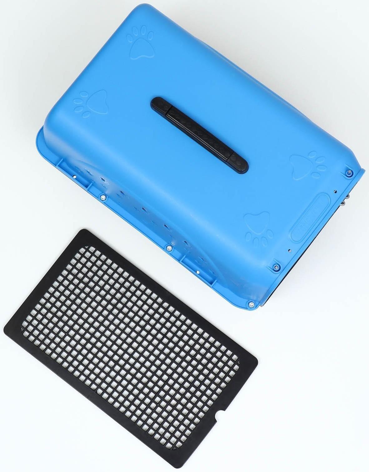 Переноска пластиковая с металлической дверью 47 х 30 х 35 см, вес до 12 кг, голубая