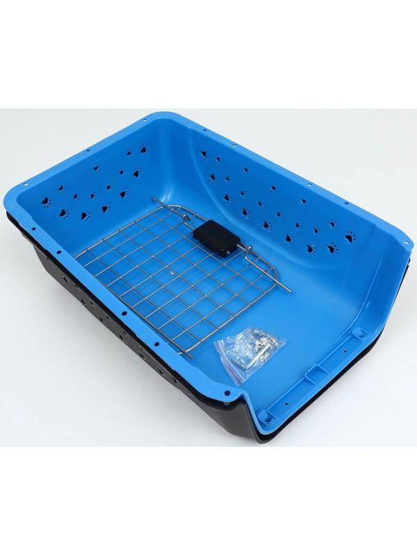 Переноска пластиковая с металлической дверью 47 х 30 х 35 см, вес до 12 кг, голубая