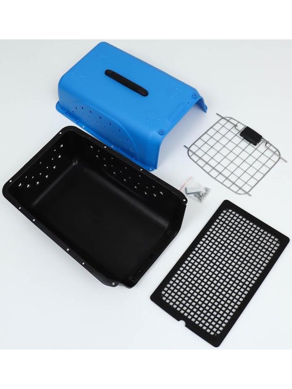 Переноска пластиковая с металлической дверью 47 х 30 х 35 см, вес до 12 кг, голубая