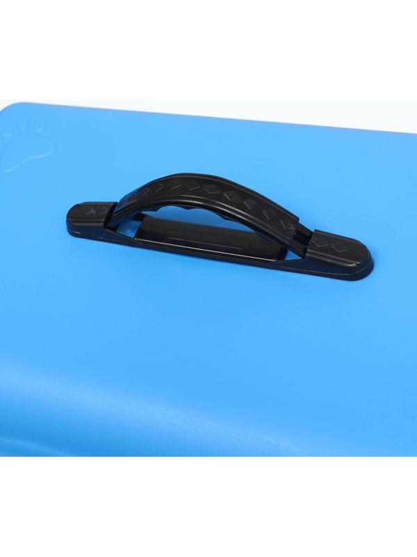 Переноска пластиковая с металлической дверью 47 х 30 х 35 см, вес до 12 кг, голубая