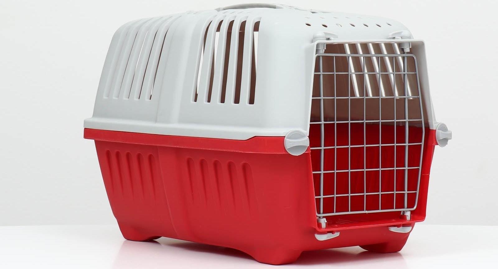 Переноска пластиковая 47 х 30 х 35 см, вес до 9 кг, красная