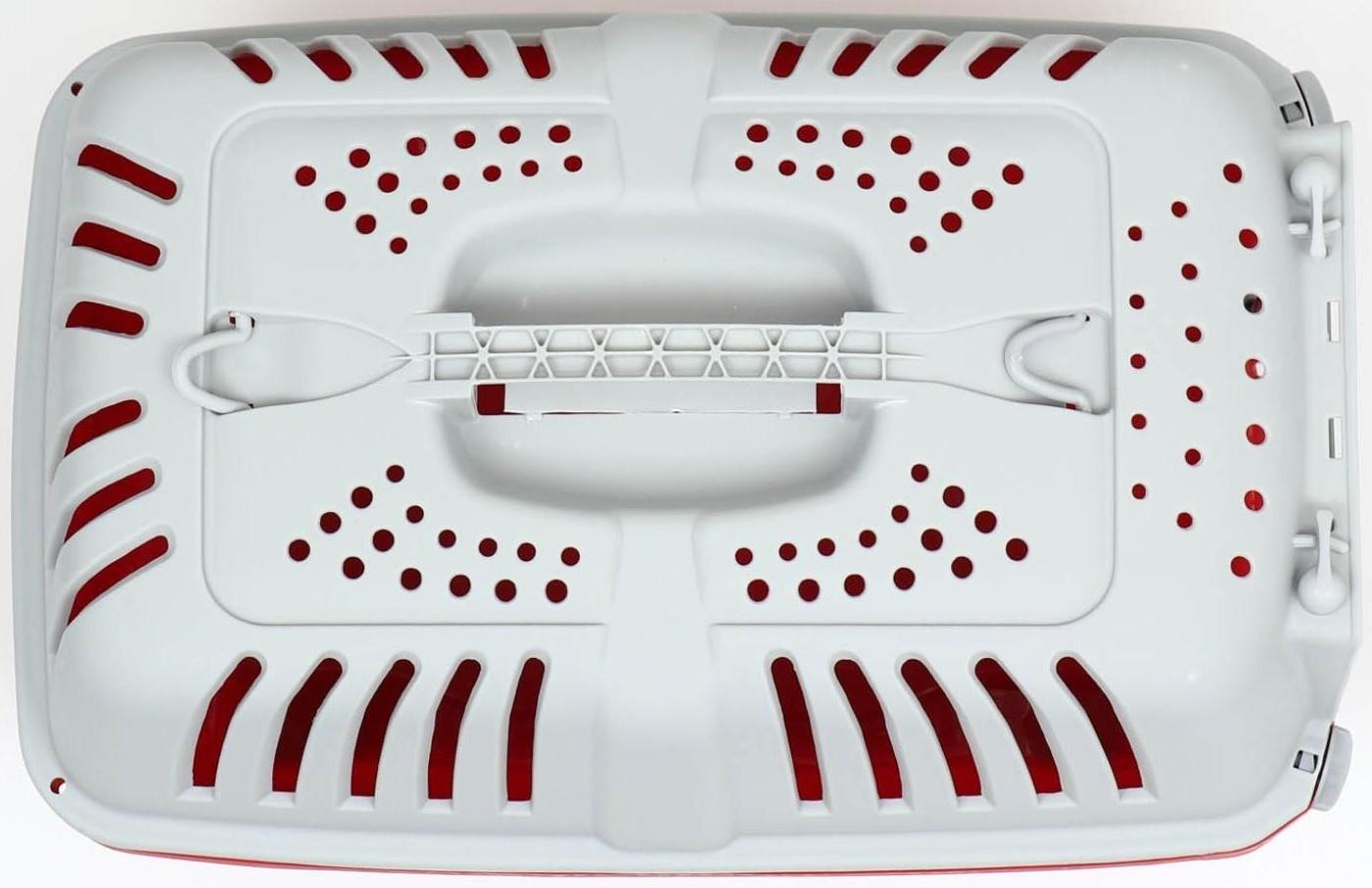 Переноска пластиковая 47 х 30 х 35 см, вес до 9 кг, красная