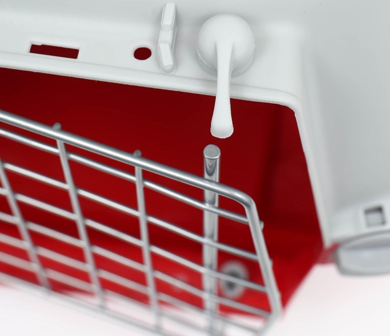 Переноска пластиковая 47 х 30 х 35 см, вес до 9 кг, красная