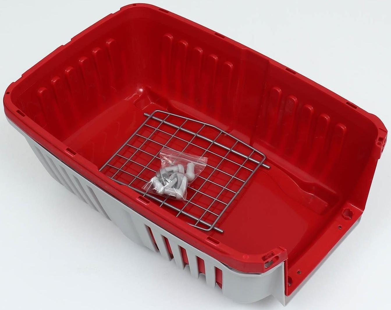 Переноска пластиковая 47 х 30 х 35 см, вес до 9 кг, красная