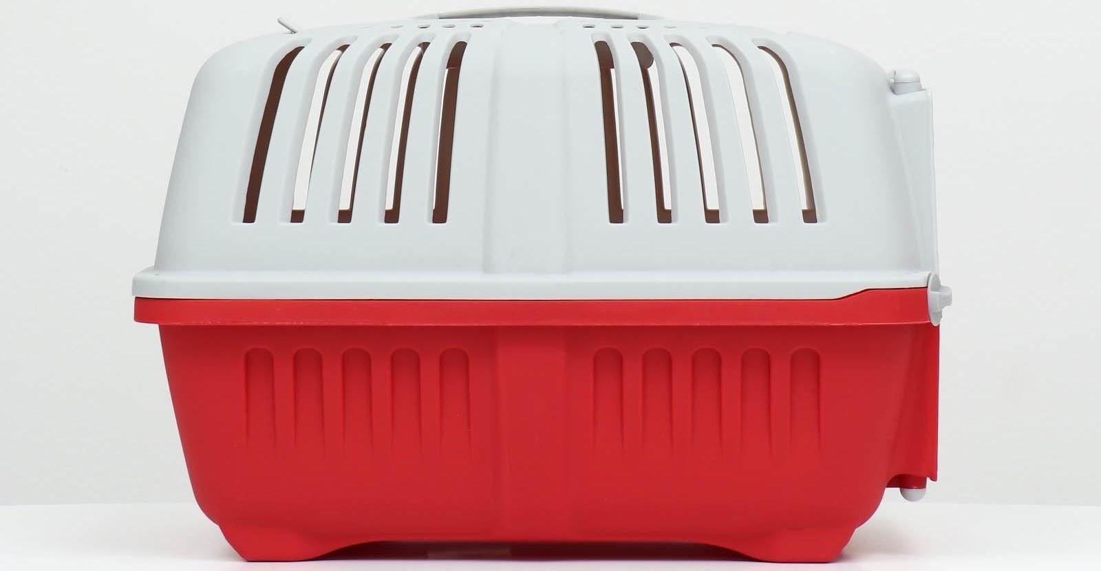 Переноска пластиковая 47 х 30 х 35 см, вес до 9 кг, красная