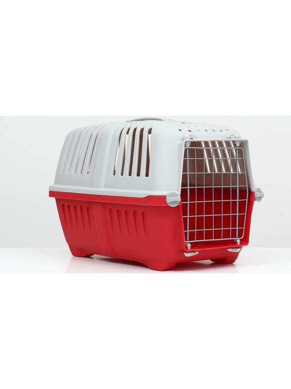 Переноска пластиковая 47 х 30 х 35 см, вес до 9 кг, красная