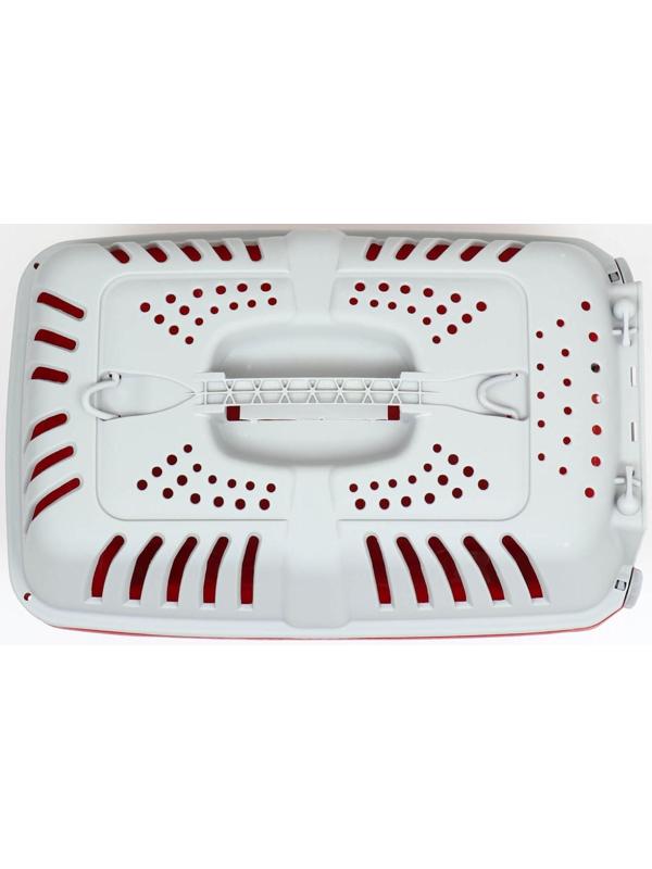 Переноска пластиковая 47 х 30 х 35 см, вес до 9 кг, красная