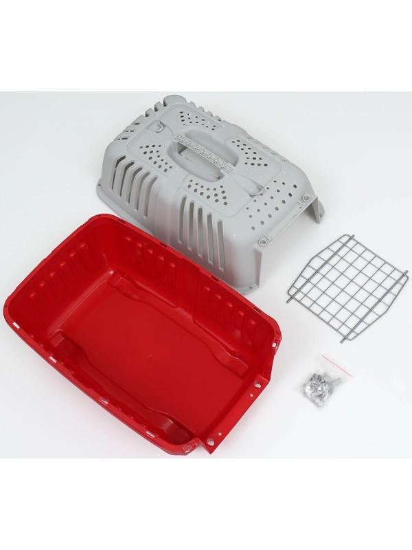 Переноска пластиковая 47 х 30 х 35 см, вес до 9 кг, красная