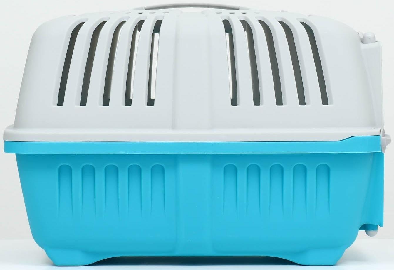 Переноска пластиковая 47 х 30 х 35 см, вес до 9 кг, синяя