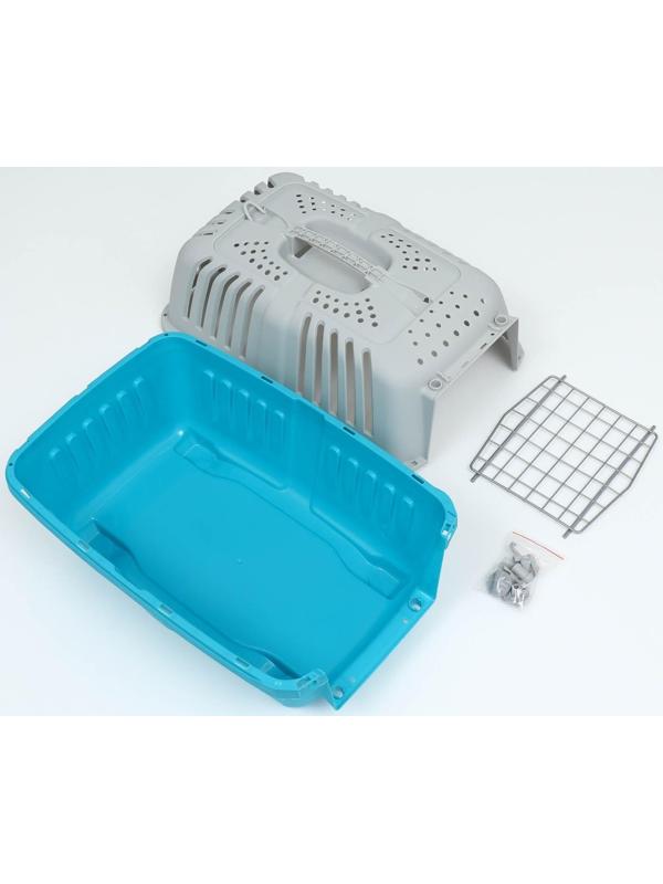 Переноска пластиковая 47 х 30 х 35 см, вес до 9 кг, синяя