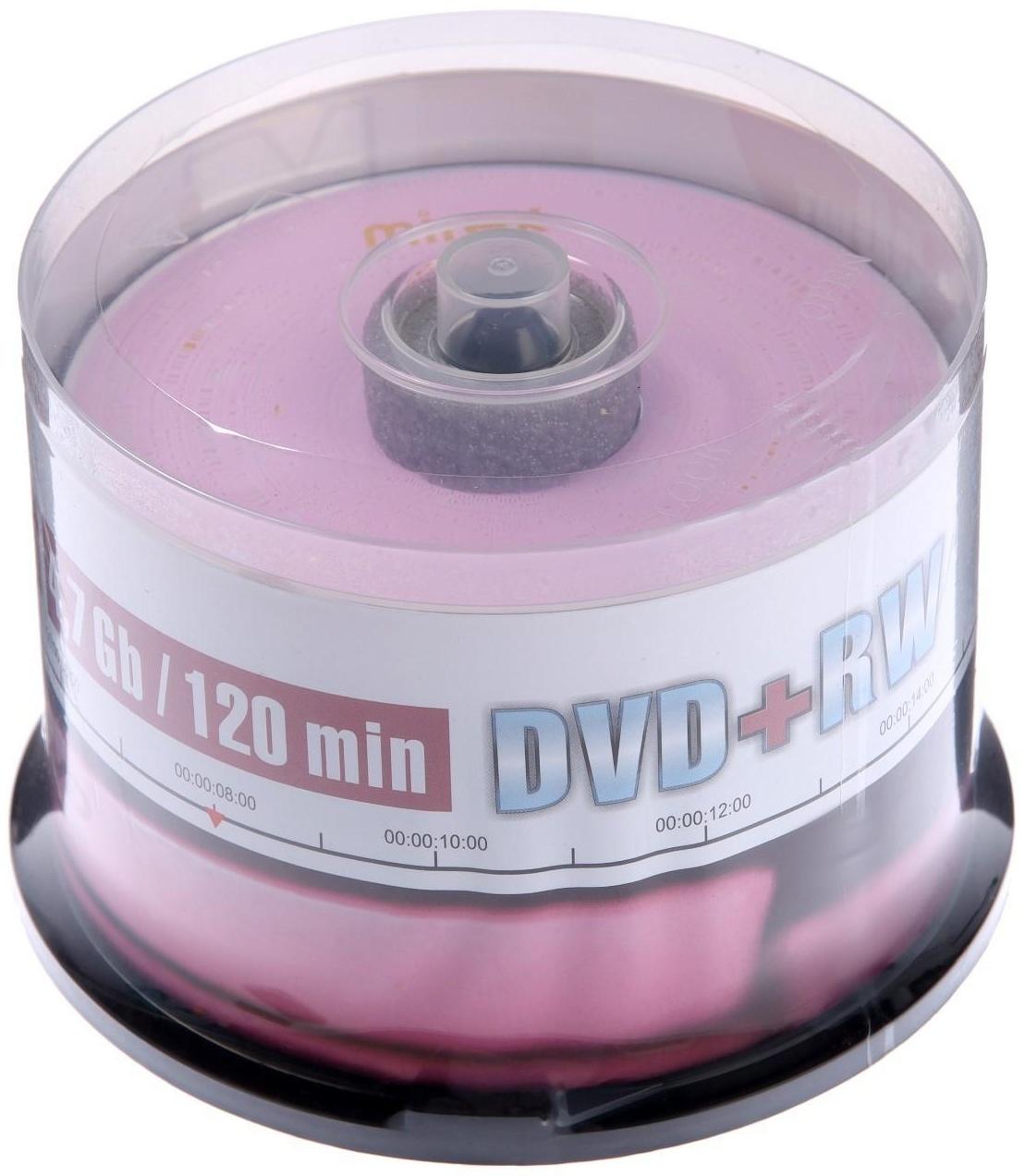 Диск DVD+RW Mirex Brand, 4x, 4.7 Гб, Cake Box, 50 шт